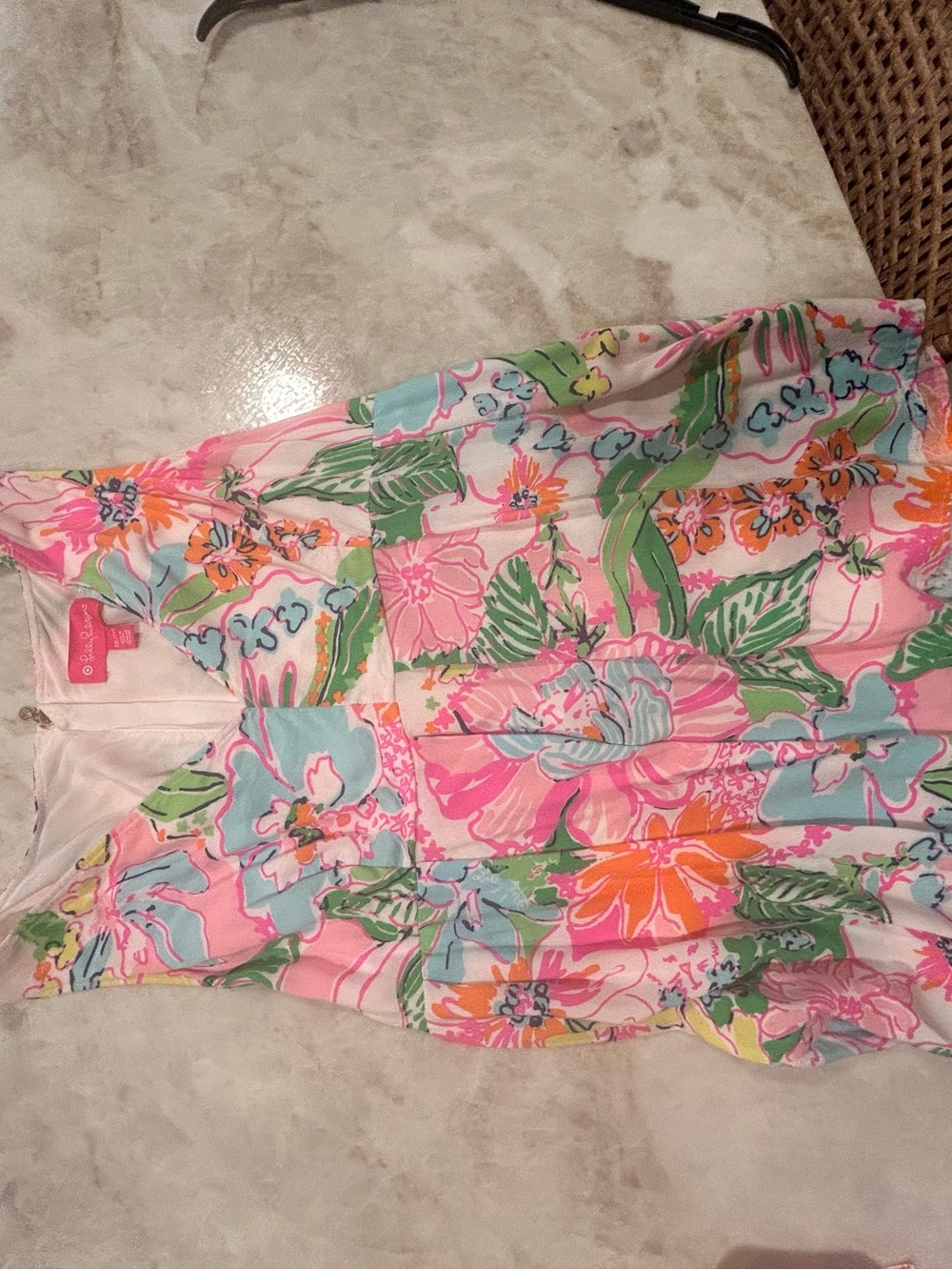 Lilly Pulitzer Multicolor Floral V-Neck Dress in Pink, Orange & Blue